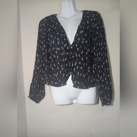 Zara Black and Pink Patterned Blouse - Picture 4 of 13